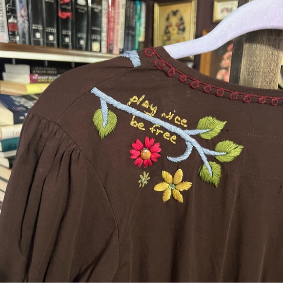 Double D Ranch Brown Embroidered Cotton Dress Size Small - Picture 10 of 11